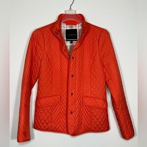 Talbots Quilted Orange Jacket Plaid Interior Like New Size XS